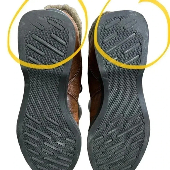 Naturalizer Brown Leather Lace Up Faux Fur Trim Wedge Heel Boots Women’s size 8W - Picture 14 of 16